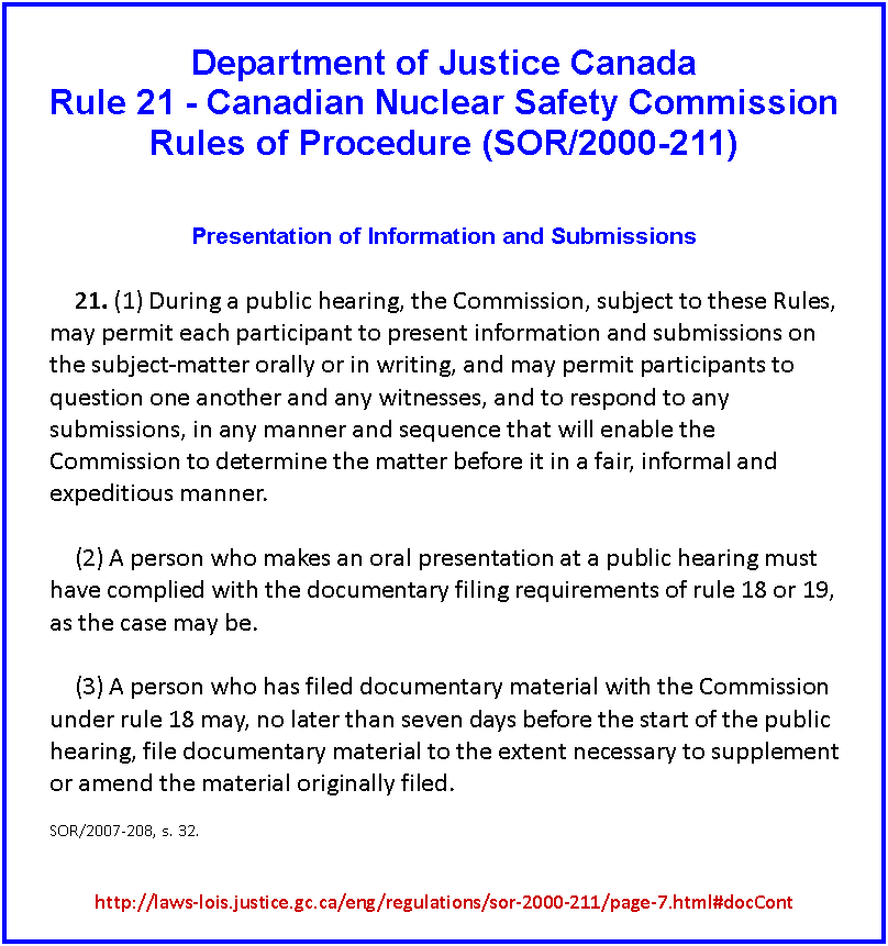 Rule 19 - Canadian Nuclear Safety Commission 