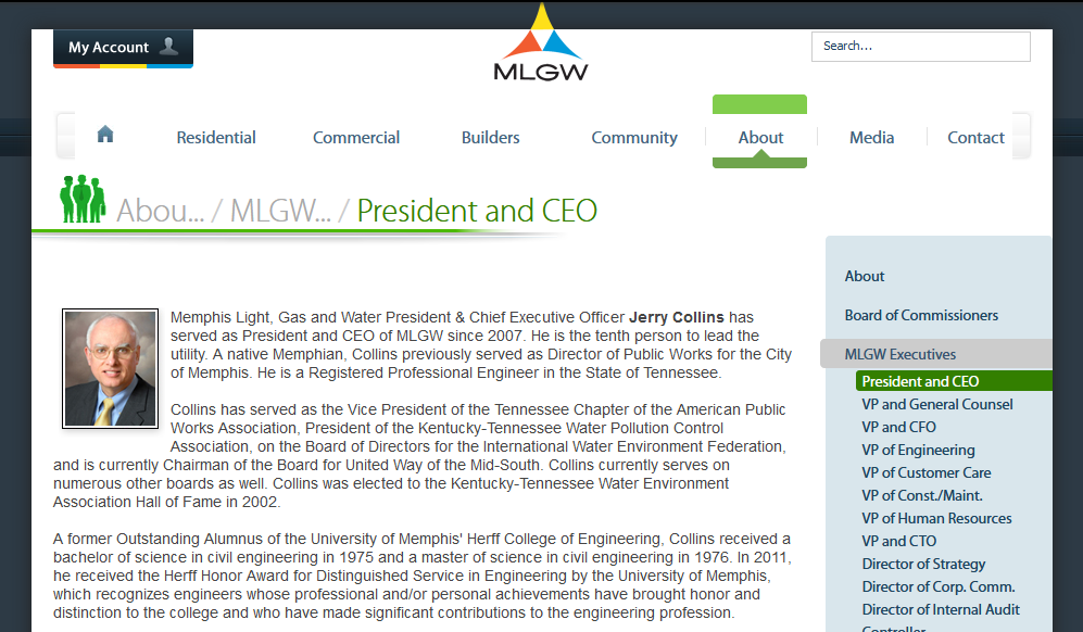 Memphis Light, Gas and Water President & Chief Executive Officer Jerry Collins