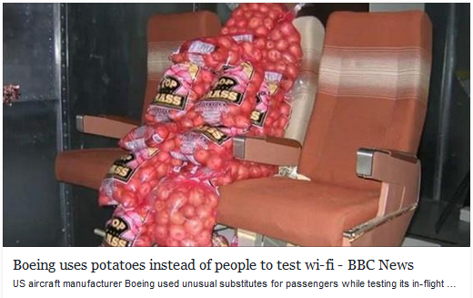 Boeing uses potatoes instead of people to test wi-fi