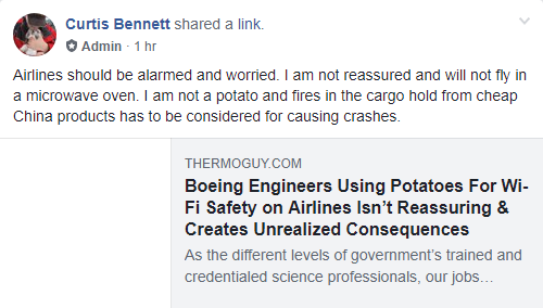  Boeing Engineers Using Potatoes For Wi-Fi Safety on Airlines Isn’t Reassuring & Creates Unrealized Consequences