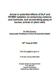 Actual or potential effects of ELF and RF/MW radiation on enhancing violence and homicide, and accelerating aging of human, animal or plant cells